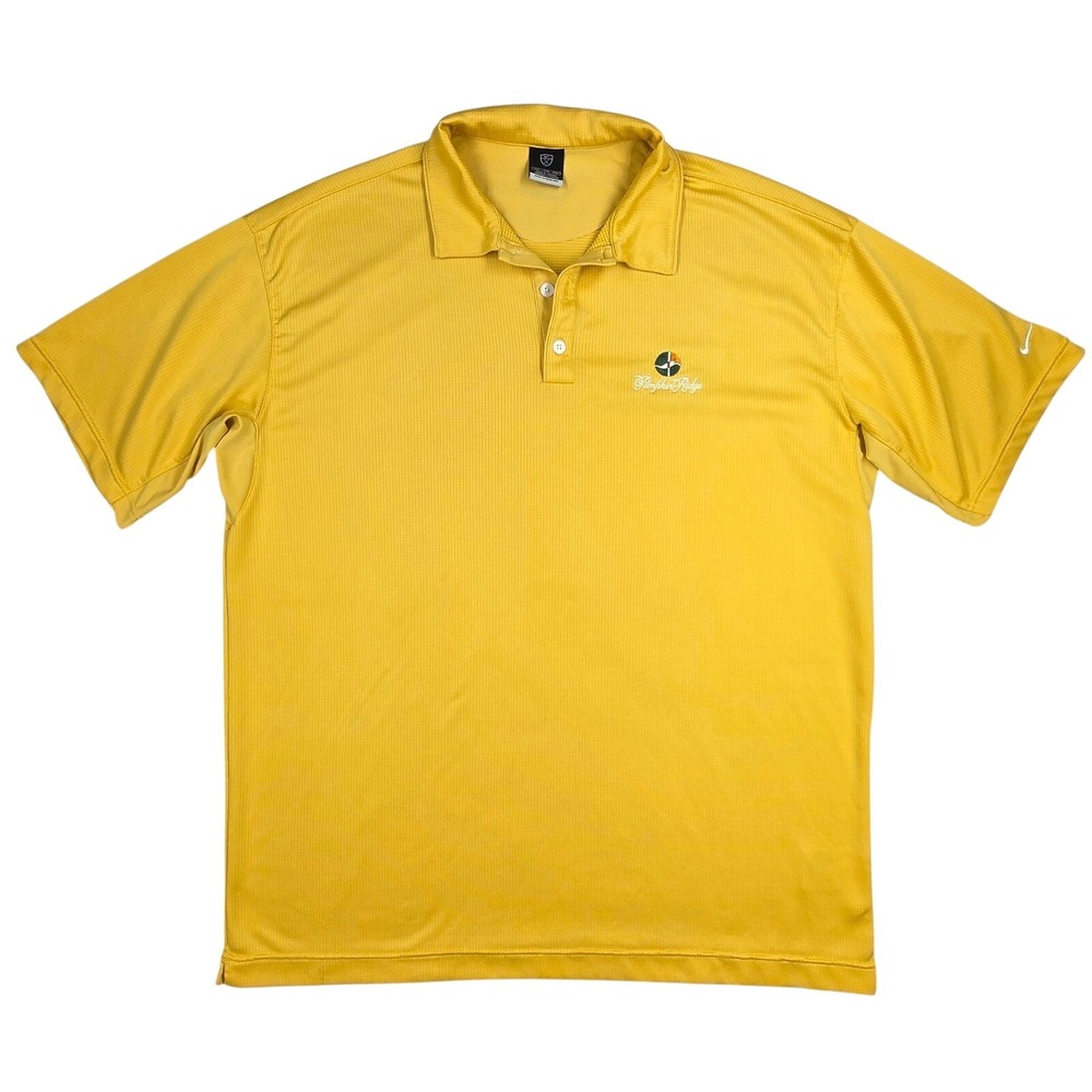Nike Golf Sphere Dry Polo Shirt Mens XXL Yellow Pumpkin Ridge Logo Short Sleeve